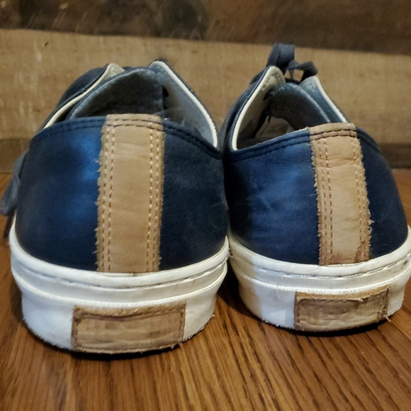 Converse Chuck Taylor All Star Leather Ox Shoes 136696C Navy Tan Toe Mens Sz 13 - Picture 6 of 13